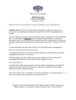 Press Release references Small Businesses